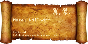 Mezey Nándor névjegykártya
